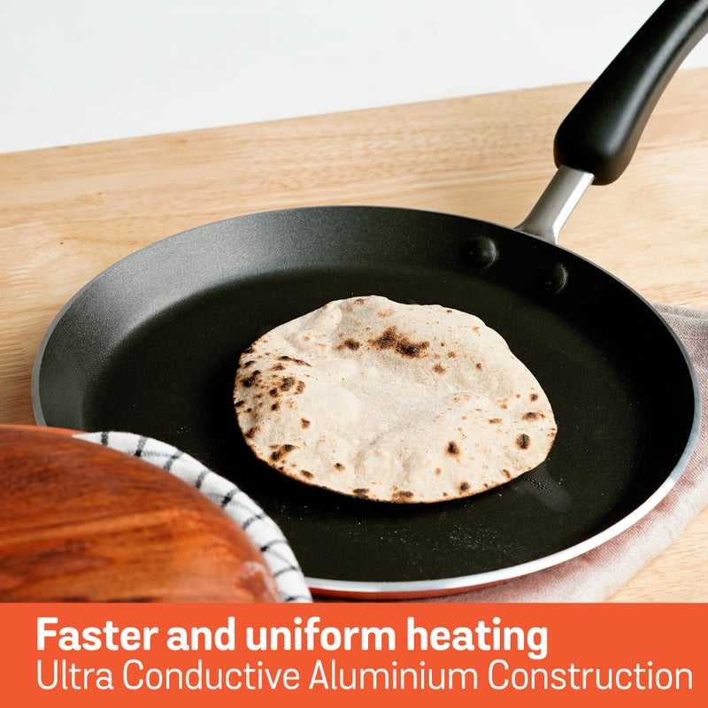 Meyer Non Stick Aluminium Flat Dosa Tawa | Roti Tawa Nonstick | Non Stick Dosa Pan | Roti Tawa Induction Base | Dosa Tawa Big Size | Chapati Tawa | Non Stick Cookware, 28cm, Orange - Image 4