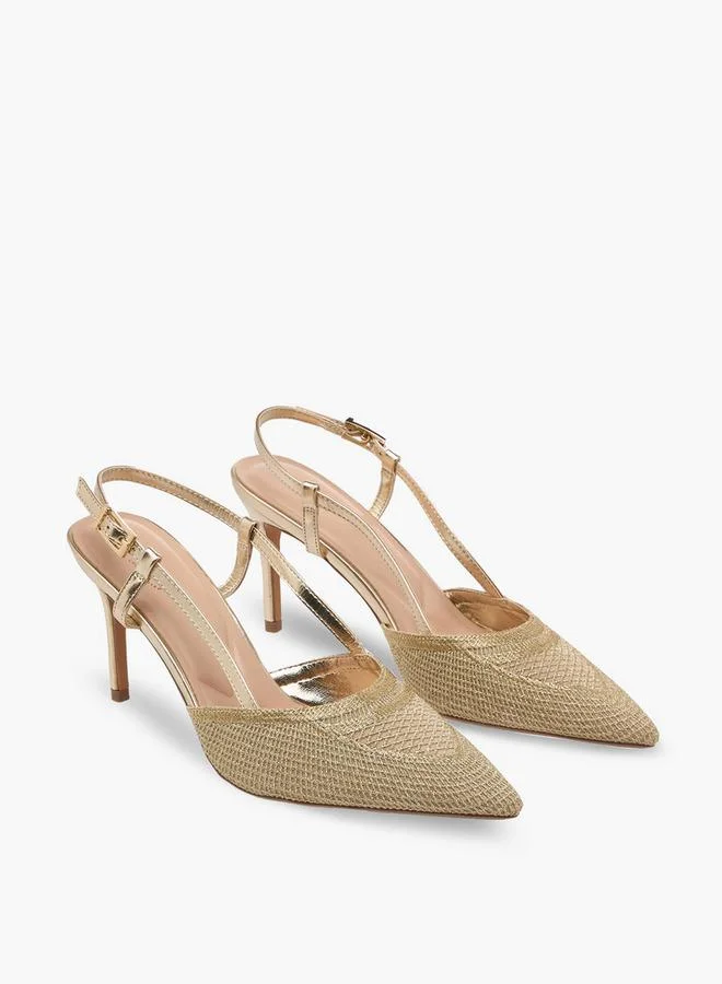Celeste GOLD Women Textured Stiletto Slingback Heels for Women | Best Price UAE