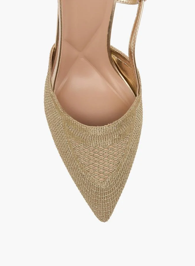 Celeste GOLD Women Textured Stiletto Slingback Heels for Women | Best Price UAE