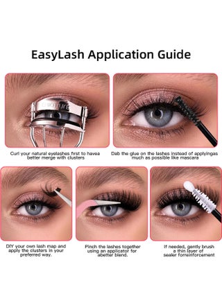 مجموعة تركيب رموش كلاستر DIY عدد 240 قطعة رموش 60D بتجعيد D بطول 10-16 مم مع لاصق الرموش وبرايمر التثبيت وملقط رموش مجموعة رموش كثيفة طبيعية - view 5