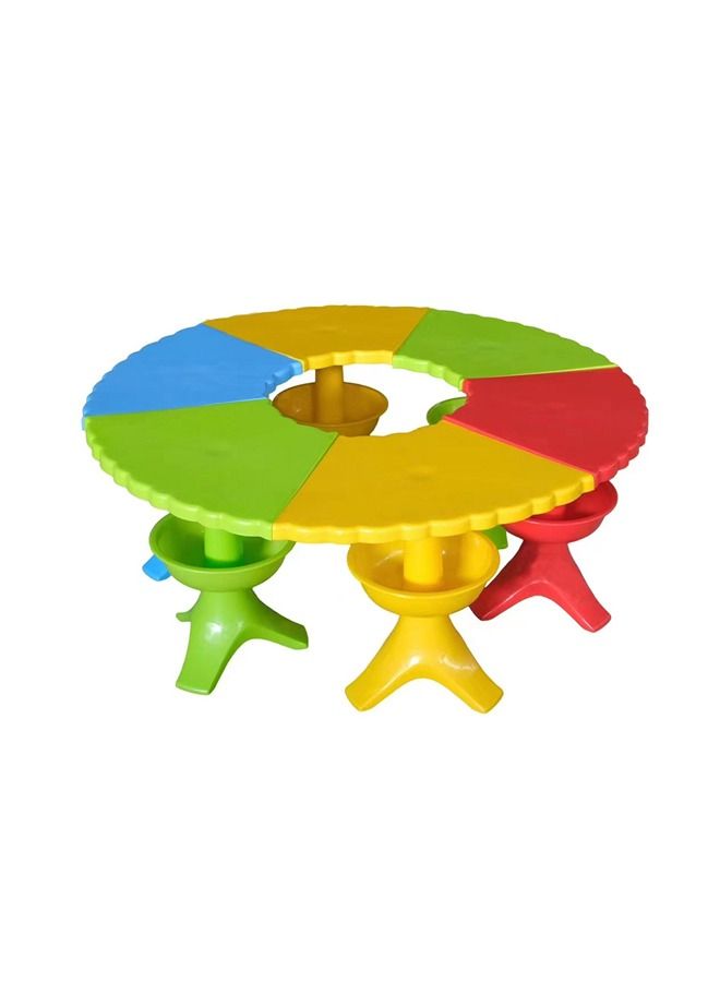 JSAITOYS Kindergarten Furniture Assembled Indoor Scallop Children Kids Interesting Plastic Table - Image 1
