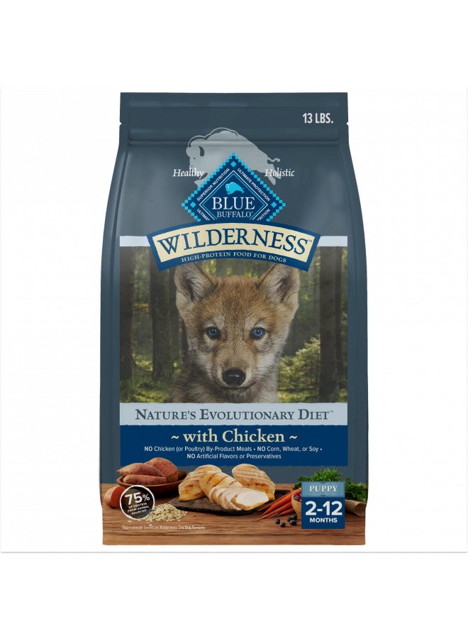 Blue Buffalo Wilderness Puppy High Protein Dry Dog Food With Real Chicken Plus Wholesome Grains, Made in the USA with Natural Ingredients, Chicken, 13-lb. Bag - Image 2