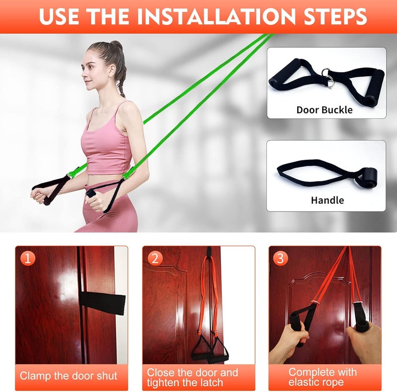 SKY-TOUCH Resistance Bands Set with Door Anchor and Handles for Strength Training, Stretching, Home Workouts, and CrossFit - Image 5