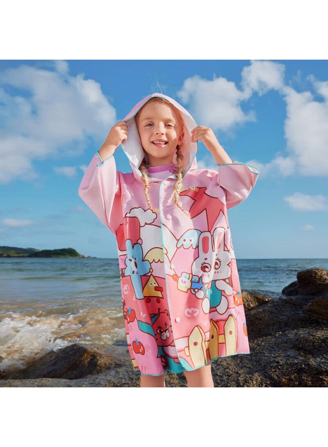 Lemonkid Children's Bath Towel, Baby Boys And Girls Hooded Quick-drying Absorbent Bathrobe, Shell Pink Little Rabbit, 120 - Image 5