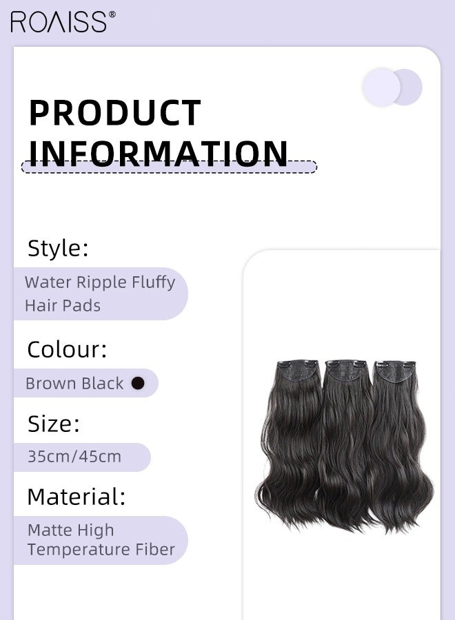 roaiss 3Pcs Clip in Hair Extensions, Invisible Adjustable Long Wavy Synthetic Heat Resistant Hairpieces for Women Girls, Brown Black, 35cm/45cm - Image 3