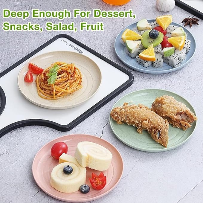 DANSR DANSR Wheat Straw Plate Dinner Dessert Plates Unbreakable Reusable Microwave Dishwasher Safe Lightweight Plates for Kitchen Camping Party Healthy Salad Plates for Camping 20 CM_Cream_6 Pcs  - Image 4