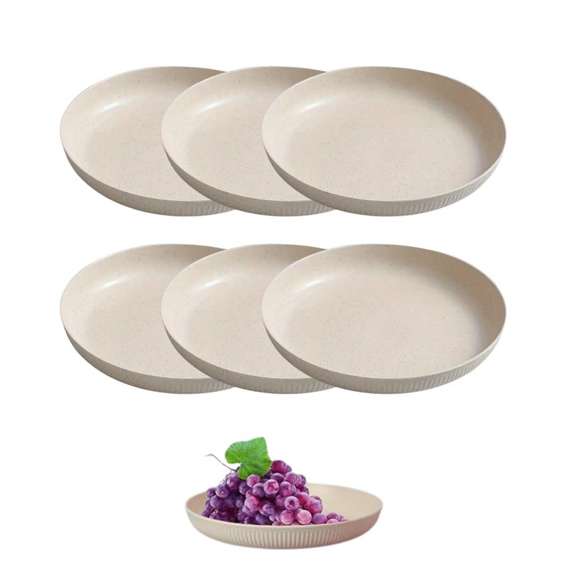 DANSR DANSR Wheat Straw Plate Dinner Dessert Plates Unbreakable Reusable Microwave Dishwasher Safe Lightweight Plates for Kitchen Camping Party Healthy Salad Plates for Camping 20 CM_Cream_6 Pcs  - Image 1