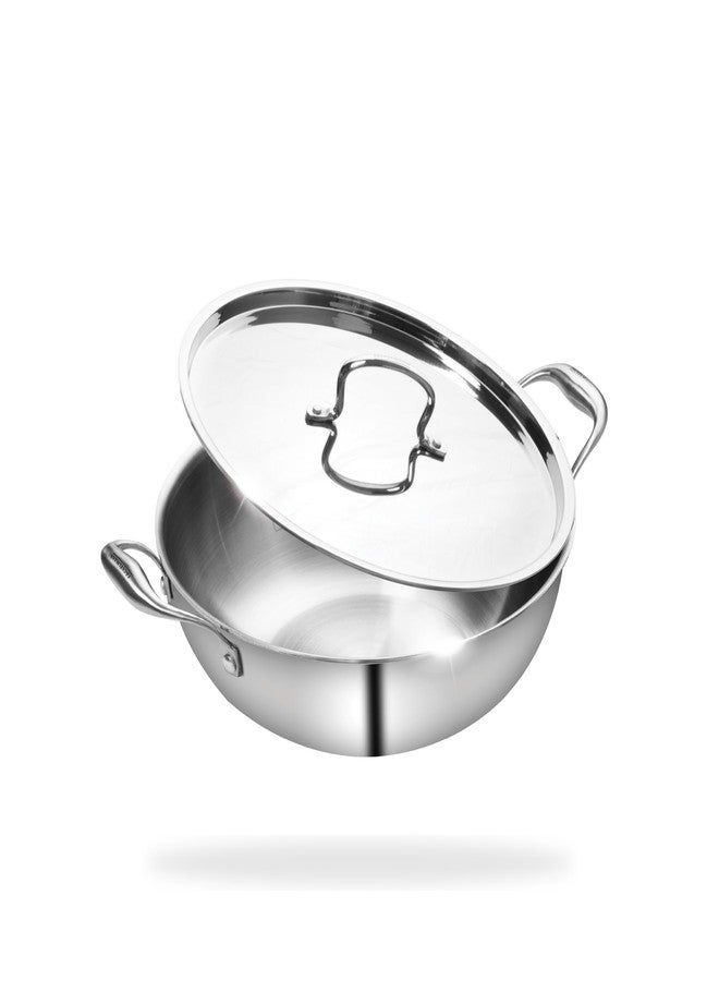 Fackelmann 4.5 Liter Kadai 28 CM, Triply | German Quality | Energy-Efficient | Non-Toxic | Versatile Cookware | Hassle-Free Maintenance | Triply Stainless Steel kadai | Kadai for Cooking - Image 1