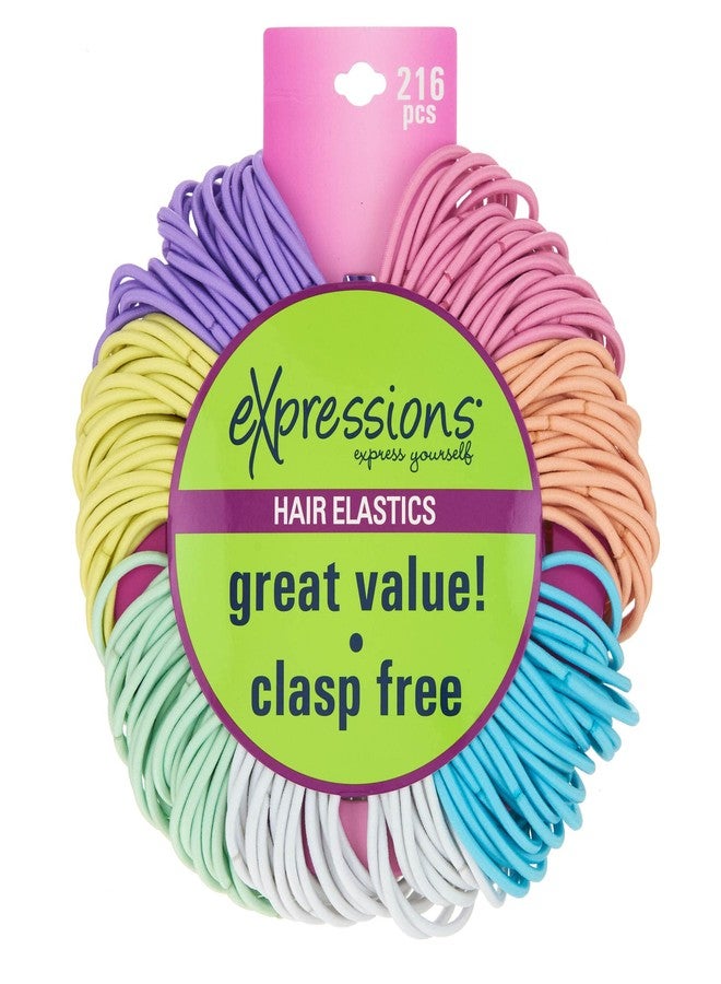 Expressions 216-Piece Hair Ties, 4mm Pastel Colors Value Pack, Durable Ponytail Holders For Thick Hair, Curly Hair and All Hair Types - Image 3