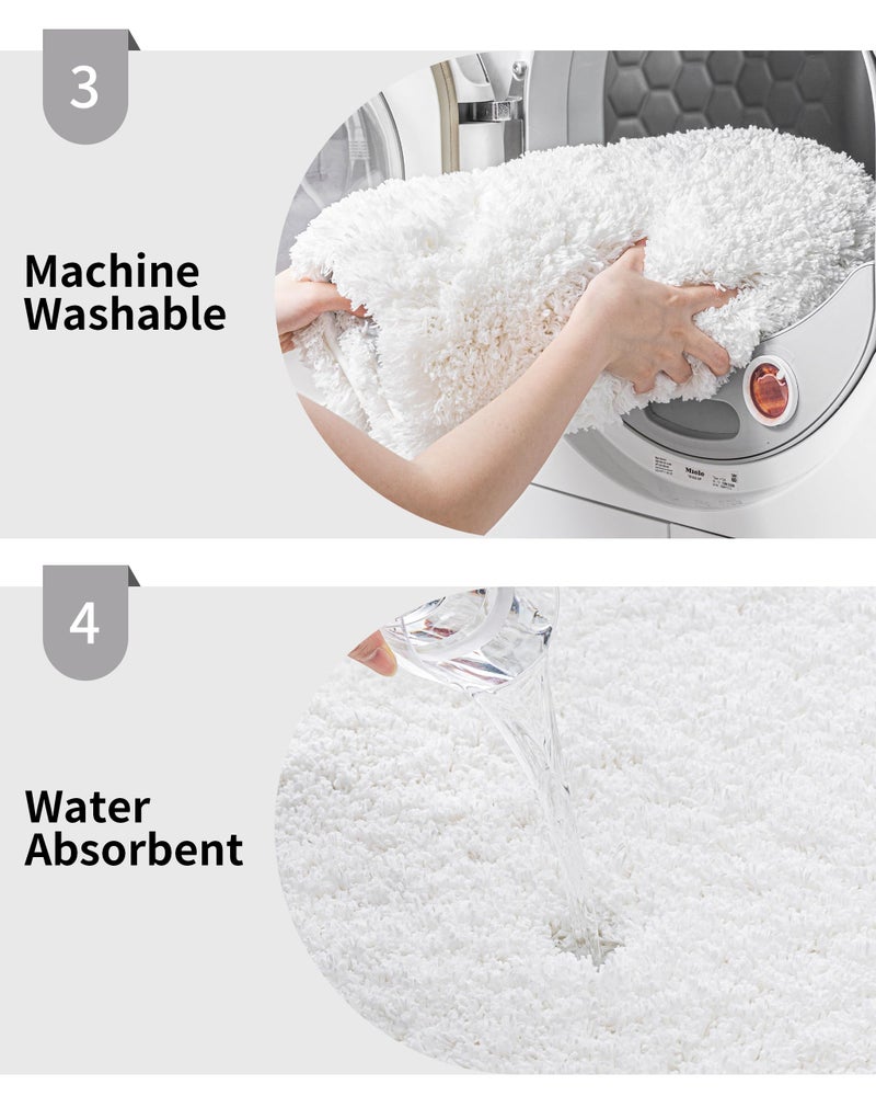 Disolla Small Bathroom Rugs 17x24 Non Slip White Fluffy Bath Mat for Bathroom Floor Machine Washable Plush Luxury Bath Rug for Tub Soft Shaggy Absorbent Shower Mat - Image 5