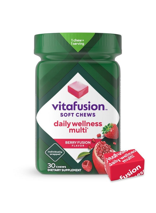 Vitafusion Soft Chews Daily Wellness Multi(1)، فيتامينات متعددة قابلة للمضغ للبالغين، مغلفة بشكل فردي، نكهة التوت، 30 مضغة، إمداد لمدة 30 يومًا - Image 1