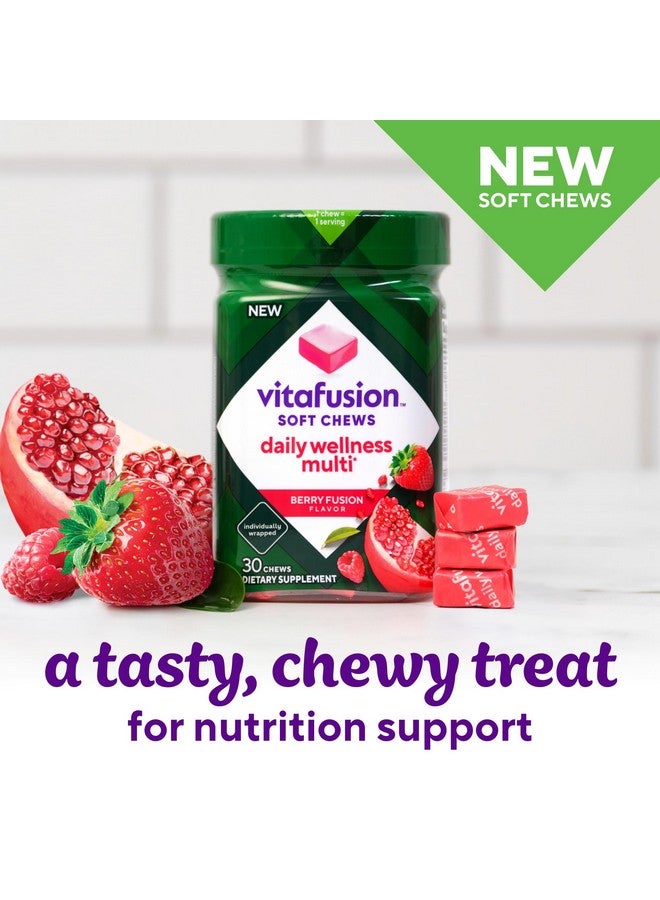 Vitafusion Soft Chews Daily Wellness Multi(1)، فيتامينات متعددة قابلة للمضغ للبالغين، مغلفة بشكل فردي، نكهة التوت، 30 مضغة، إمداد لمدة 30 يومًا - Image 2