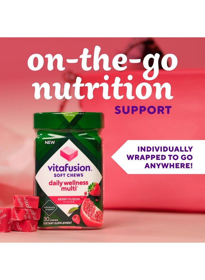 Vitafusion Soft Chews Daily Wellness Multi(1)، فيتامينات متعددة قابلة للمضغ للبالغين، مغلفة بشكل فردي، نكهة التوت، 30 مضغة، إمداد لمدة 30 يومًا - Image 4