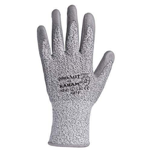 Karam HS41 Safety Gloves for Mechanical Risk | Safety Work Gloves with HPPE Liner with Grey PU Coating | Cut Resistant | Abrasion, Tear & Puncture Resistant | Industrial Use | Size-M - Image 2