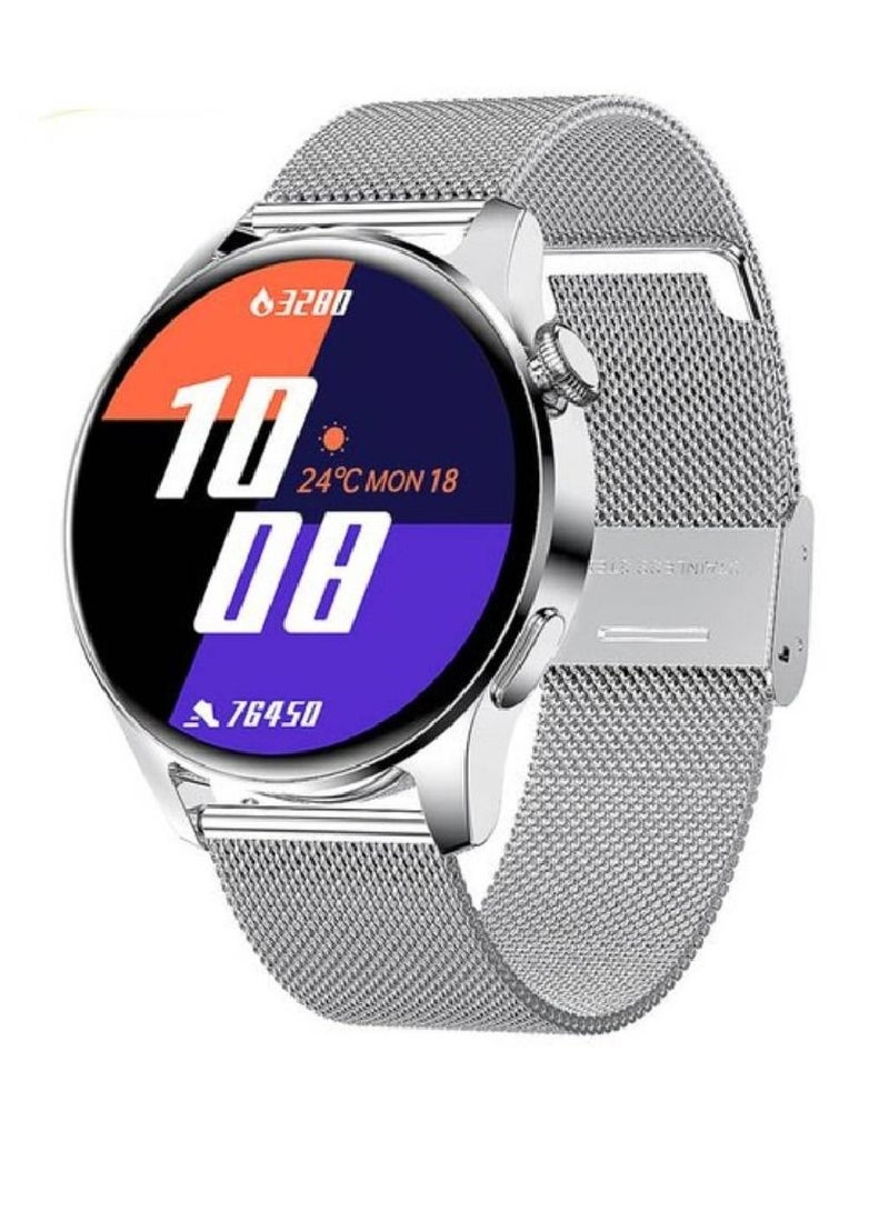 Blood Pressure Heart Rate Monitor IPS Waterproof Bluetooth Calling Smart Watch For Android And iOs Silver