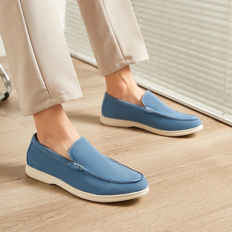 Large Size Lightweight Slip-On Loafers British Style Simple Formal Casual Shoes Suede Leather Beanie Shoes Men'S Shoes - Image 5