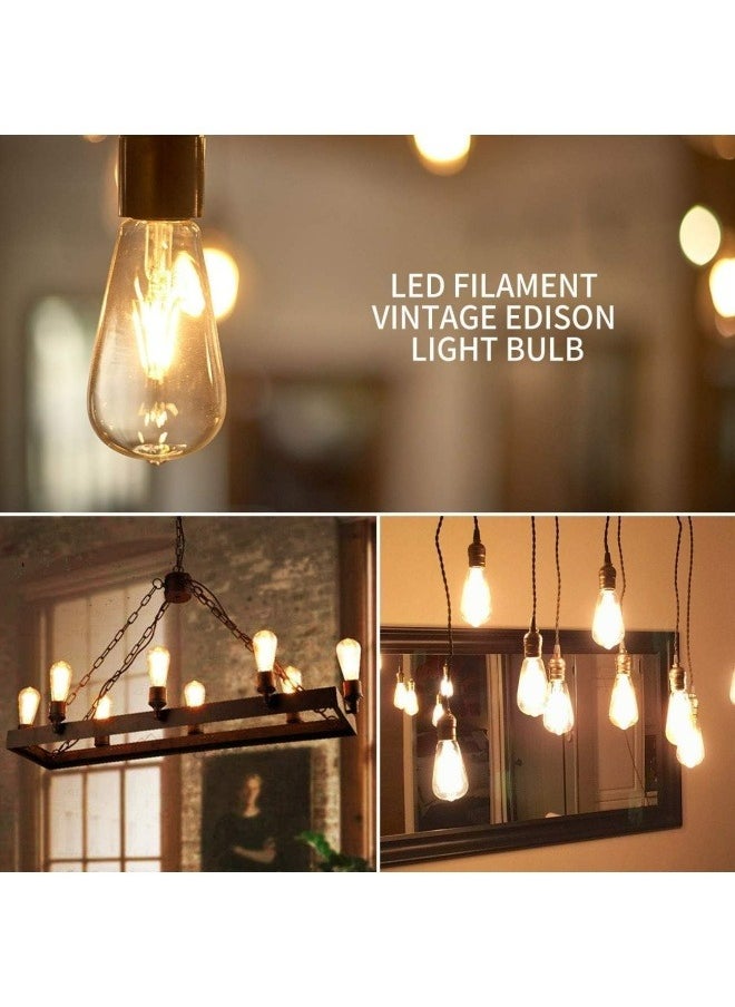 هو آقي آنغ وانغ 6 قطع E27 إديسون لمبة ، زجاج شفاف ، لمبة خيوط LED ST64 أبيض دافئ ، 4 واط ، ضوء أصفر  - Image 5