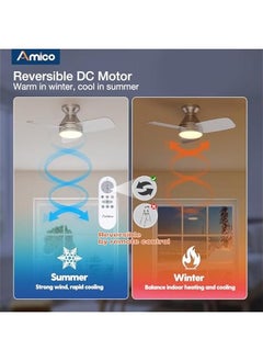Arabest 30 Silver Ceiling Fan with Remote Control, Dimmable Light, Reversible, Noiseless - Ideal for Bedroom or Outdoor Use  - Image 5