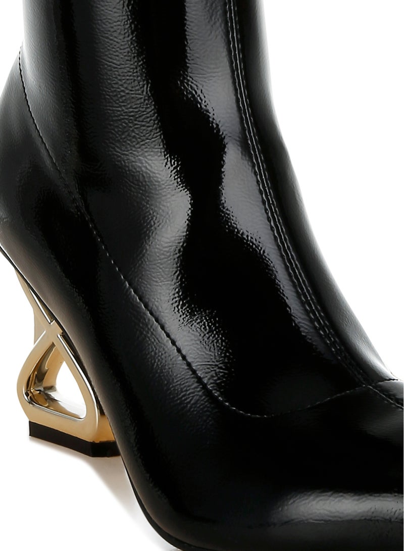 London Rag Fantasy Heel Patent Faux Leather Boots in Black  - Image 5