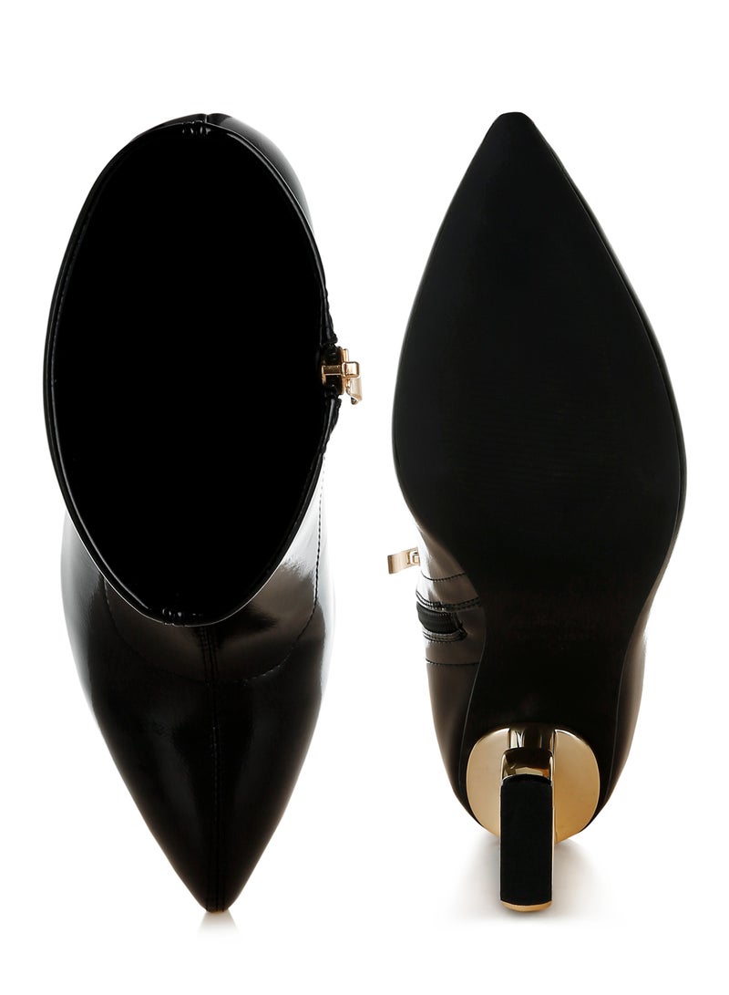 London Rag Fantasy Heel Patent Faux Leather Boots in Black  - Image 4