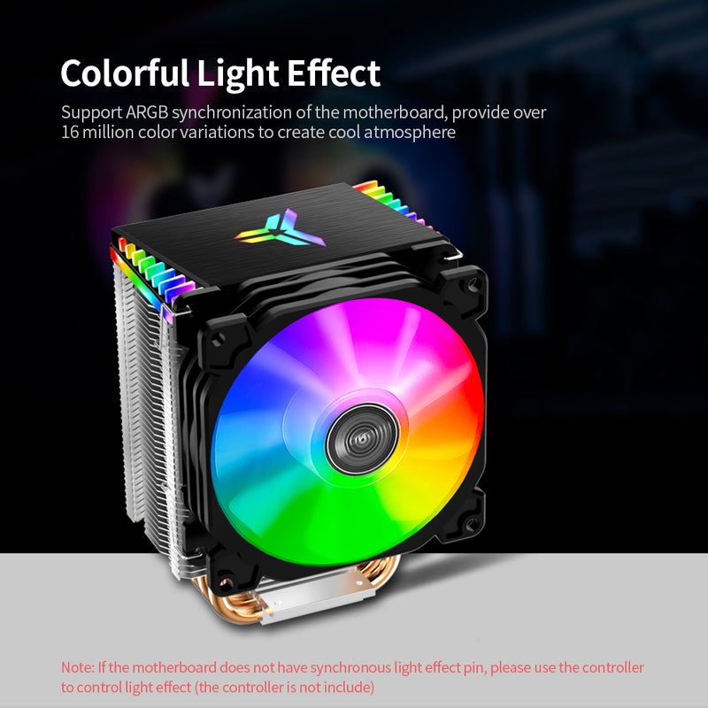 إسكدنيا مروحة تبريد وحدة المعالجة المركزية لأجهزة الكمبيوتر مزودة بإضاءة متعددة الألوان ARGB و4 أنابيب حرارة بجهد 5 فولت أسود - Image 4