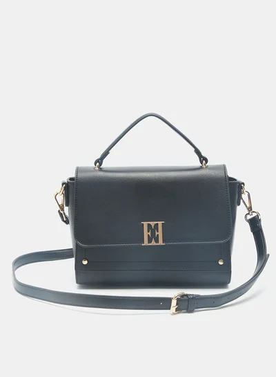 ELLE Solid Satchel Bag With Detachable Strap And Flap Closure