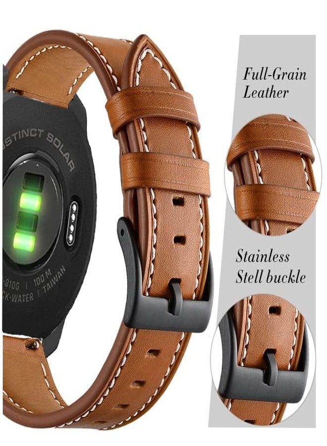 Olytop for Garmin Instinct 1/2/3 45mm Watch Bands, Leather Replacement Bracelet Strap Wristband Women Men for Garmin Instinct Solar/Tactical/Esports/Tide/Surf, Brown - Image 4