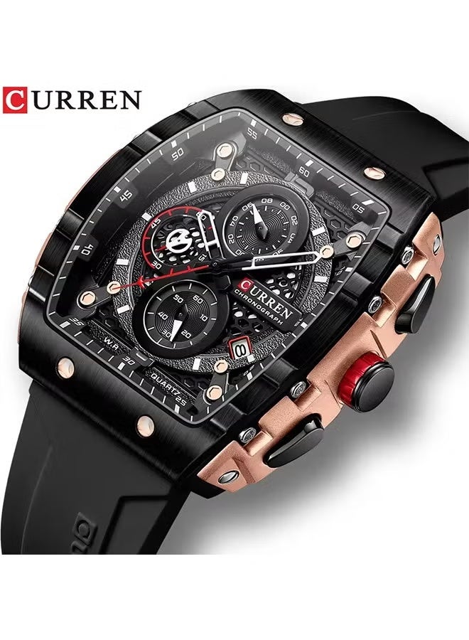 CURREN Top Brand Men's Watches Luxury Square Quartz Wristwatch Waterproof Luminous Chronograph Watch for Men Date Clock - Image 1