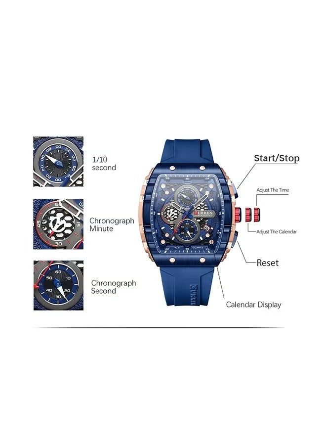 CURREN Top Brand Men's Watches Luxury Square Quartz Wristwatch Waterproof Luminous Chronograph Watch for Men Date Clock - Image 4