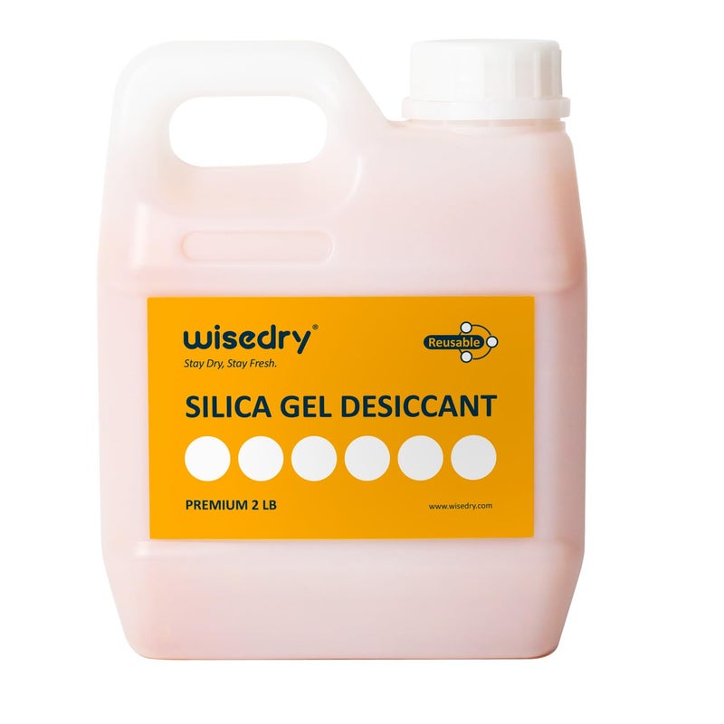 wisedry [2 رطل] حبيبات هلام السيليكا المجففة بالجملة مع مؤشر اللون، حجم الحبيبات 2-4 مم، قابلة لإعادة الشحن - Image 1
