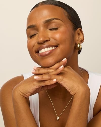 PAVOI 14K Yellow Gold Plated 925 Sterling Silver Posts Statement Dome Chunky Hoop Earrings | Lightweight Trendy Drop Earrings for Women - Image 4