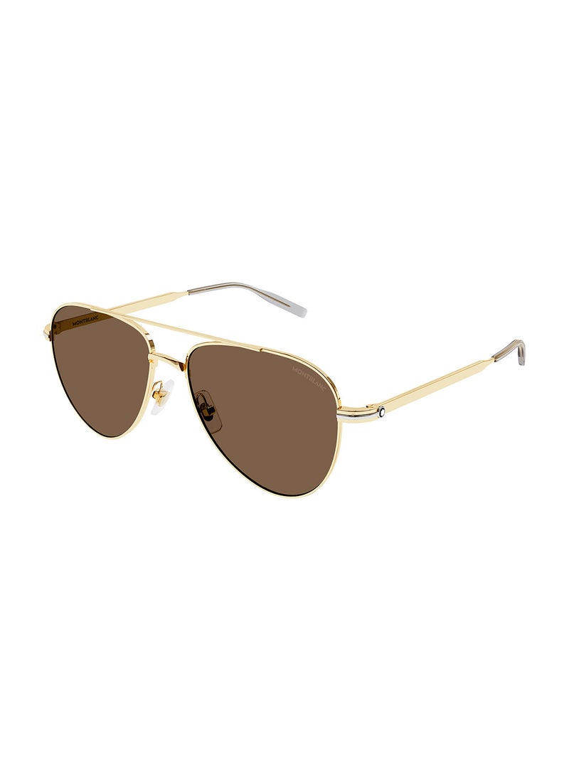 MONTBLANC نظارة شمسية للرجال على شكل طيار - MB0235S 003 57 - مقاس العدسة: 57 مم  - Image 2