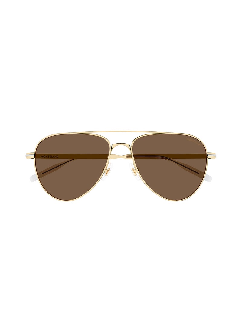 MONTBLANC نظارة شمسية للرجال على شكل طيار - MB0235S 003 57 - مقاس العدسة: 57 مم  - Image 1