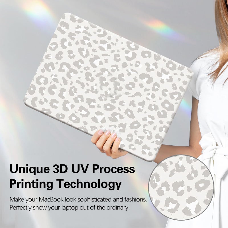 Funut for MacBook Air 13.6 Inch Case 2025 2024 2023 2022 Release M2 M3 M4 A3240 A3113 A2681, Laptop Plastic Hard Shell Case & Keyboard Cover for M2 M3 M4 MacBook Air 13 Inch, Leopard Print - Image 2