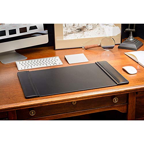 Dacasso Black Leather 22" x 14" Side Rails Desk Pad - Image 2