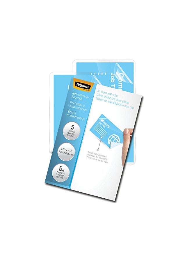 Fellowes Self-Adhesive Pouches, Business Card Size, 5 Mil, 5 Pack (5220101) - Image 1