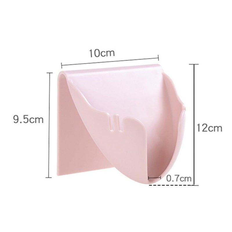 2Pcs Pink and White Plastic Wall Mounted Soap Holder Set No Drill Adhesive Organizer - Image 3