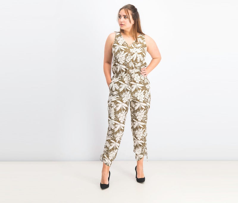 Lauren by Ralph Lauren Women Sleeveless Botanical,Print Jumpsuit, Ivory and Olive  - Image 1