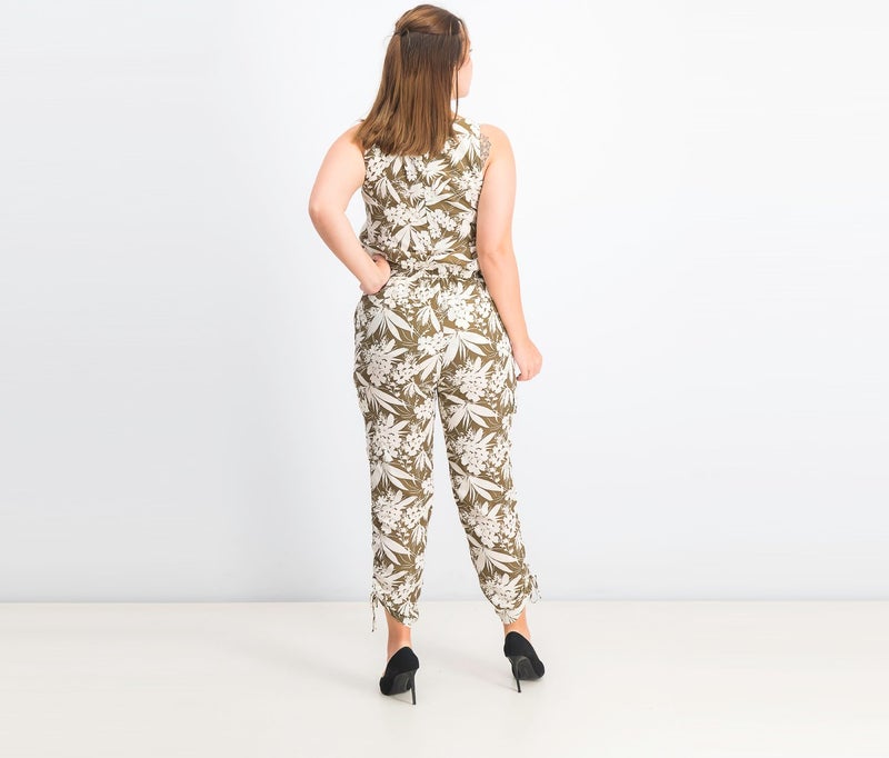 Lauren by Ralph Lauren Women Sleeveless Botanical,Print Jumpsuit, Ivory and Olive  - Image 2