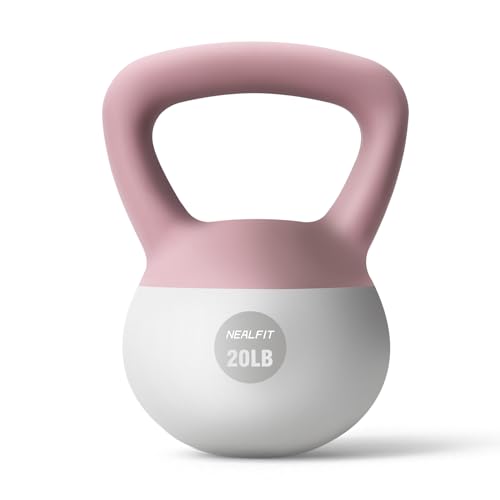 NEALFIT Soft Kettlebell 5LB/10LB/15LB/20LB/25LB, Kettlebells for Home Gym Strength Training, Anti-Slip Fitness Weights for Men Women (20LB Pink-White) - Image 1