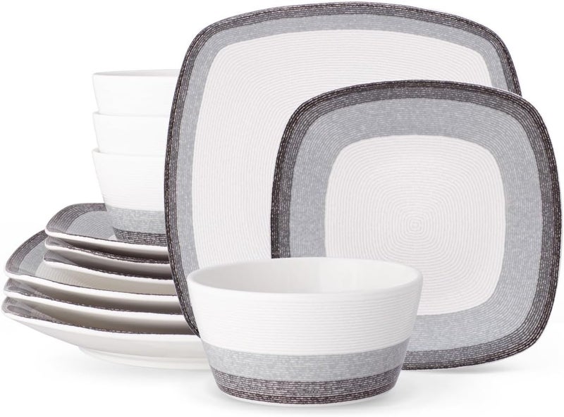 Noritake Colorscapes Layers Charcoal 12Piece Square Dinnerware Set Service for 4 - Image 1