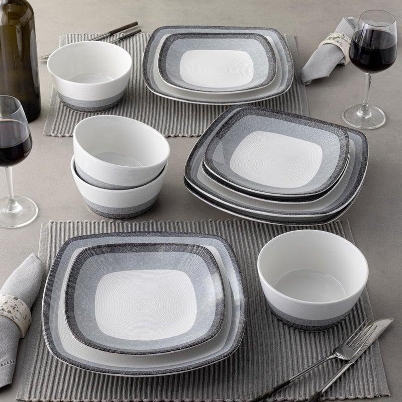 Noritake Colorscapes Layers Charcoal 12Piece Square Dinnerware Set Service for 4 - Image 3