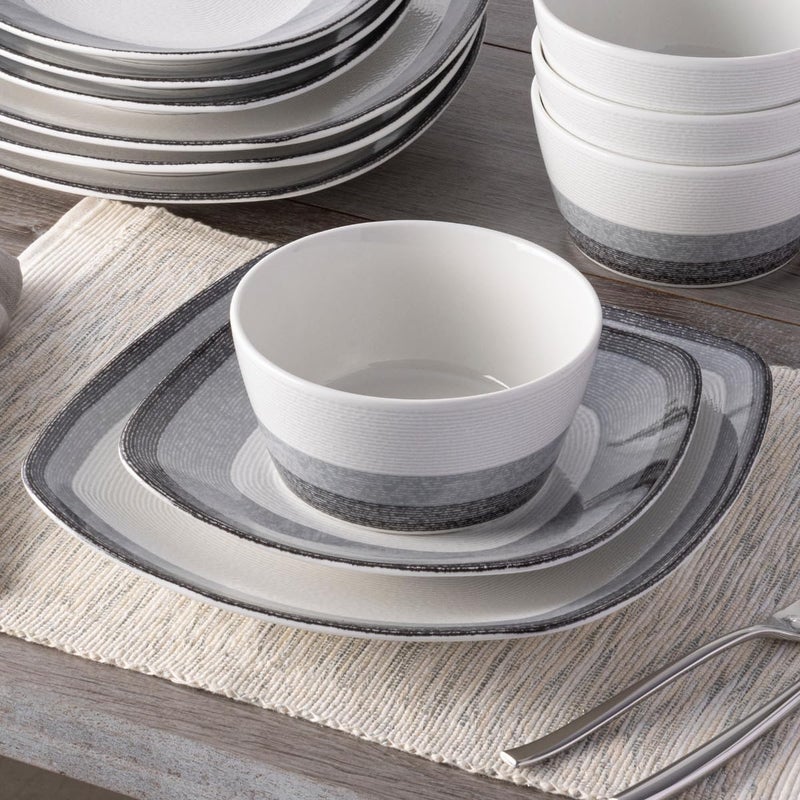Noritake Colorscapes Layers Charcoal 12Piece Square Dinnerware Set Service for 4 - Image 4