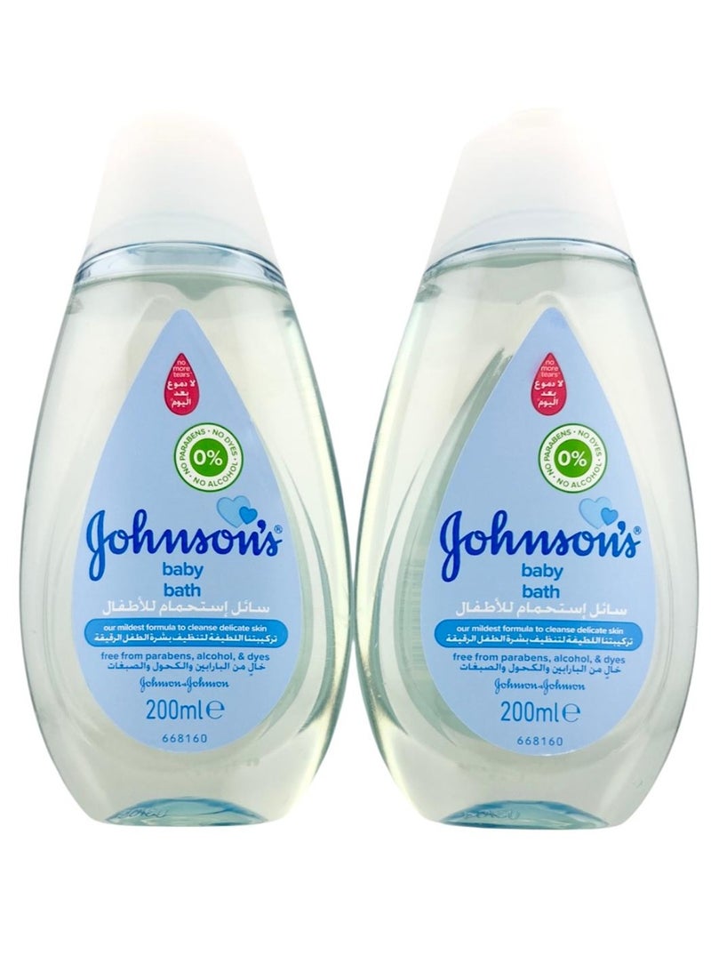 Johnson Bathrooms JOHNSONS BABY BATH OUR MILDEST FORMULA TO CLEANSE DELICATE SKIN FREE FORM FORMULA DELICATE SKIN 200ML X PACK OF 2 - Image 1