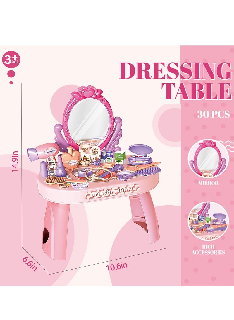 Momore 30 Pcs Makeup Kit for Girls, Dressing Table, Beauty Makeup Set for Kid - Image 3