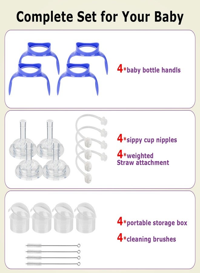 joyfeed Straw Cup Conversion Kit for Lansinoh Baby Bottles,Straw Cup Transition Kit with Weighted Straw, Soft Straw Nipples & Easy-Grip Handle, 8m+, 4-Pack - Image 5