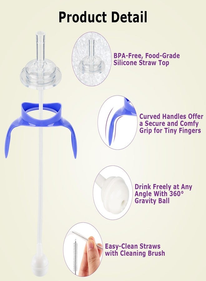 joyfeed Straw Cup Conversion Kit for Lansinoh Baby Bottles,Straw Cup Transition Kit with Weighted Straw, Soft Straw Nipples & Easy-Grip Handle, 8m+, 4-Pack - Image 3