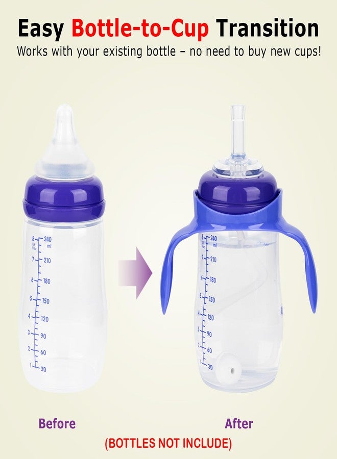 joyfeed Straw Cup Conversion Kit for Lansinoh Baby Bottles,Straw Cup Transition Kit with Weighted Straw, Soft Straw Nipples & Easy-Grip Handle, 8m+, 4-Pack - Image 2
