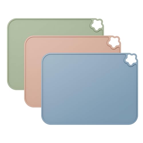 Cutebe Cutebe Silicone Placemat for Toddles Kids NonSlip Reusable Portable Kids Placemats for Dinning Table Heat Resistant Placemats Baby Placemat Stain Resistant Silicone Mat for Dining Table 3 Pack
