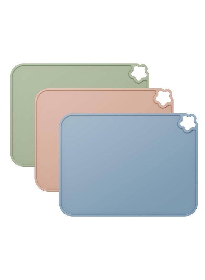 Cutebe Silicone Placemat for Toddles Kids Non-Slip Reusable Portable Kids Placemats for Dinning Table Heat Resistant Placemats, Baby Placemat Stain Resistant Silicone Mat for Dining Table 3 Pack - Image 1